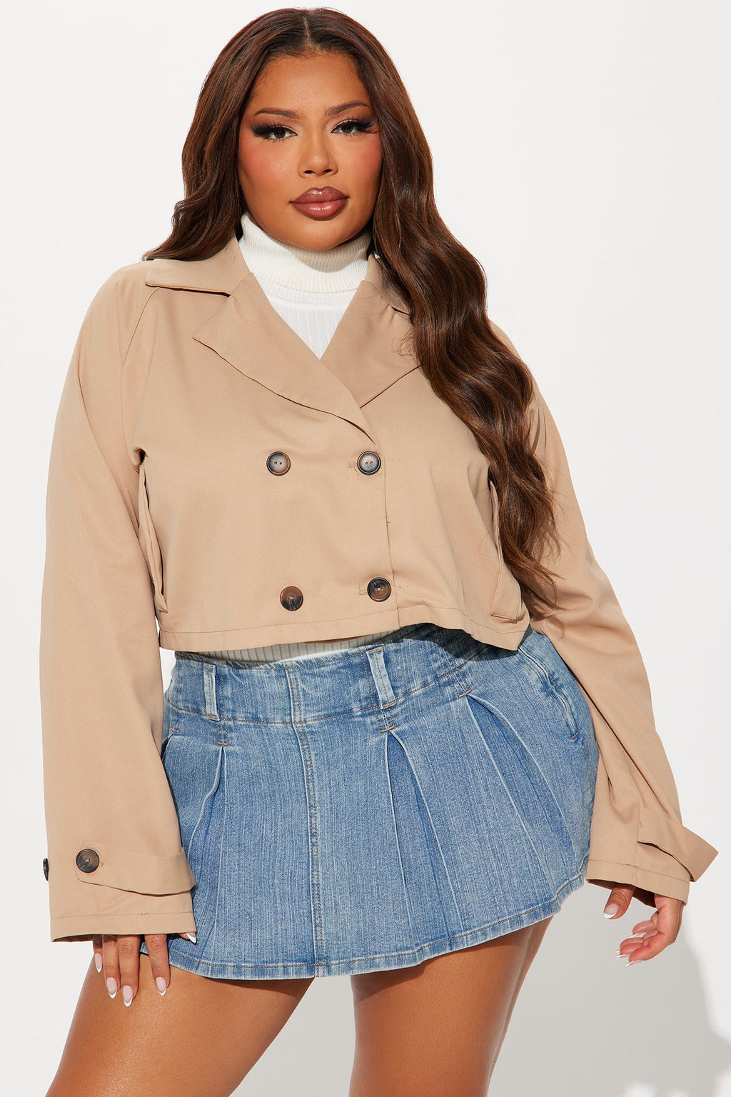 Rainy Days Cropped Trench - Khaki