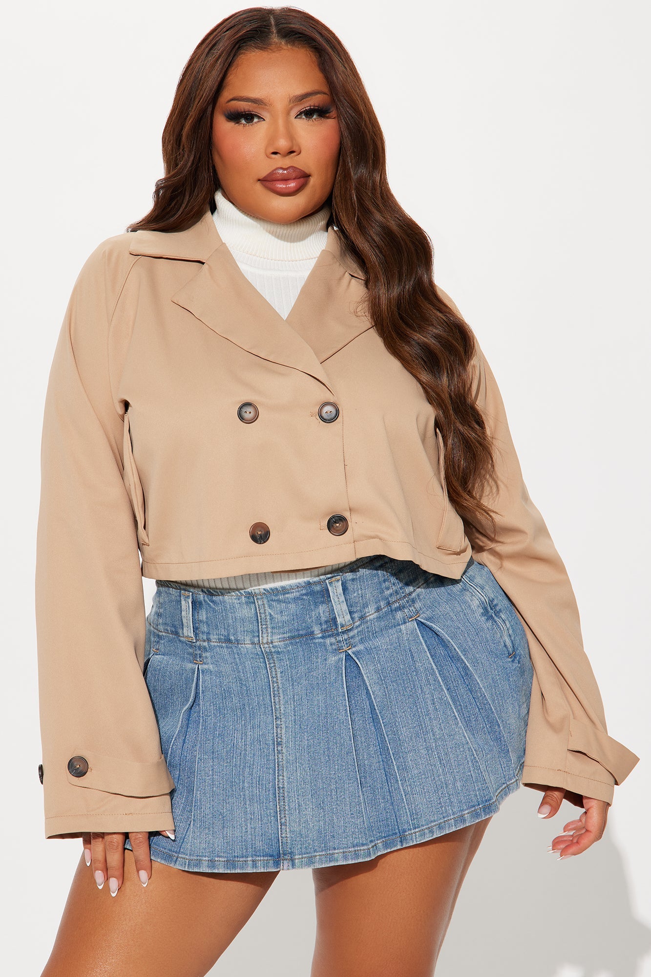 Rainy Days Cropped Trench - Khaki
