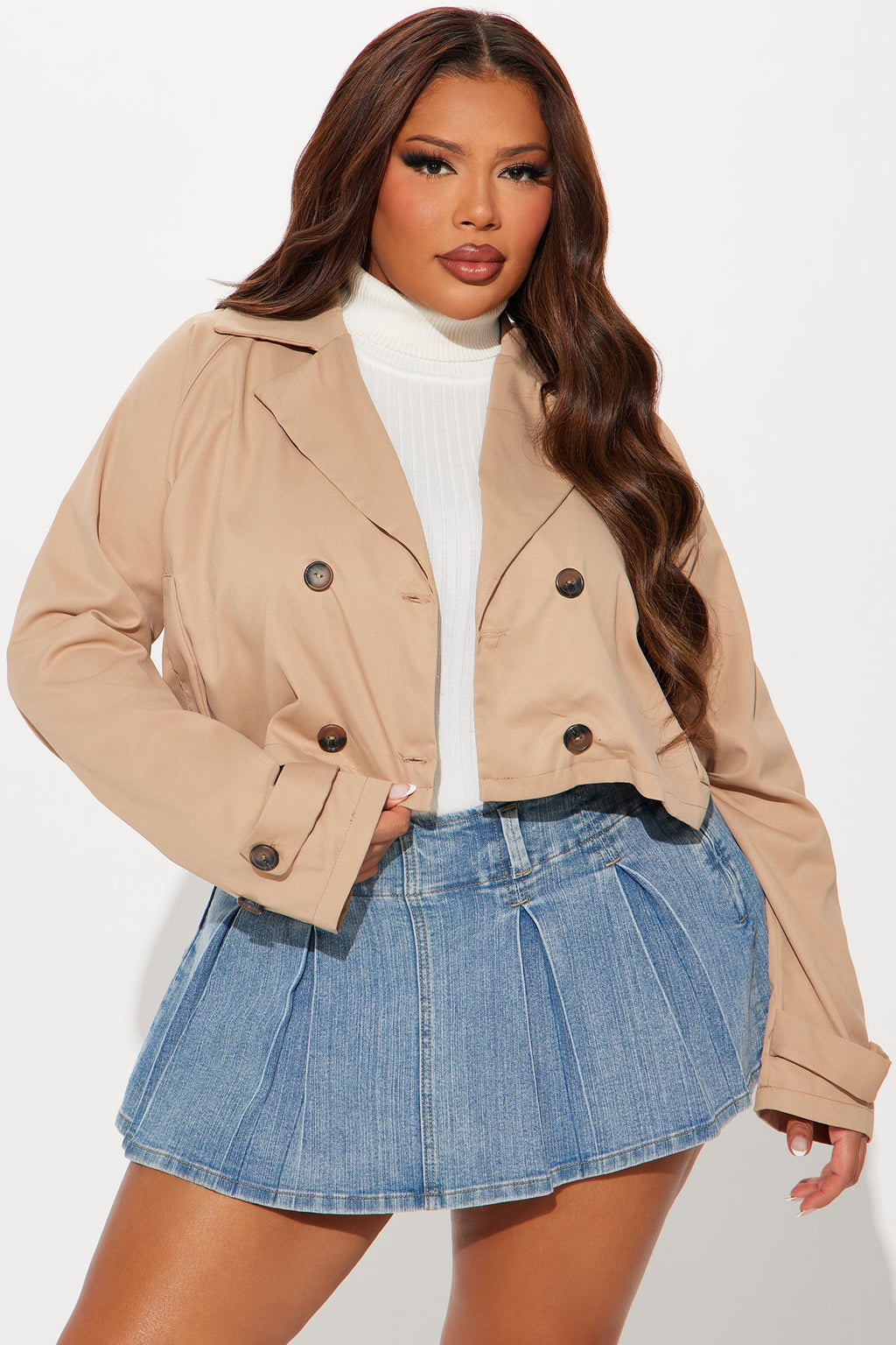 Rainy Days Cropped Trench - Khaki
