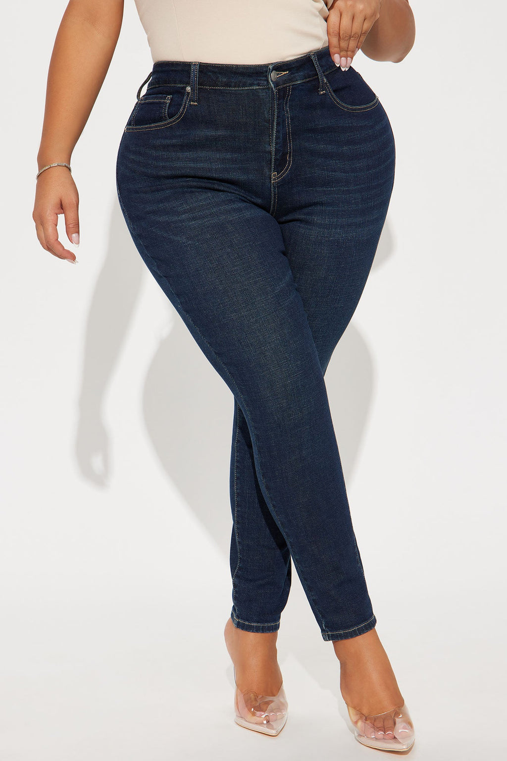 Instant BBL Padded Stretch Sculpting Skinny Jeans - Dark Wash