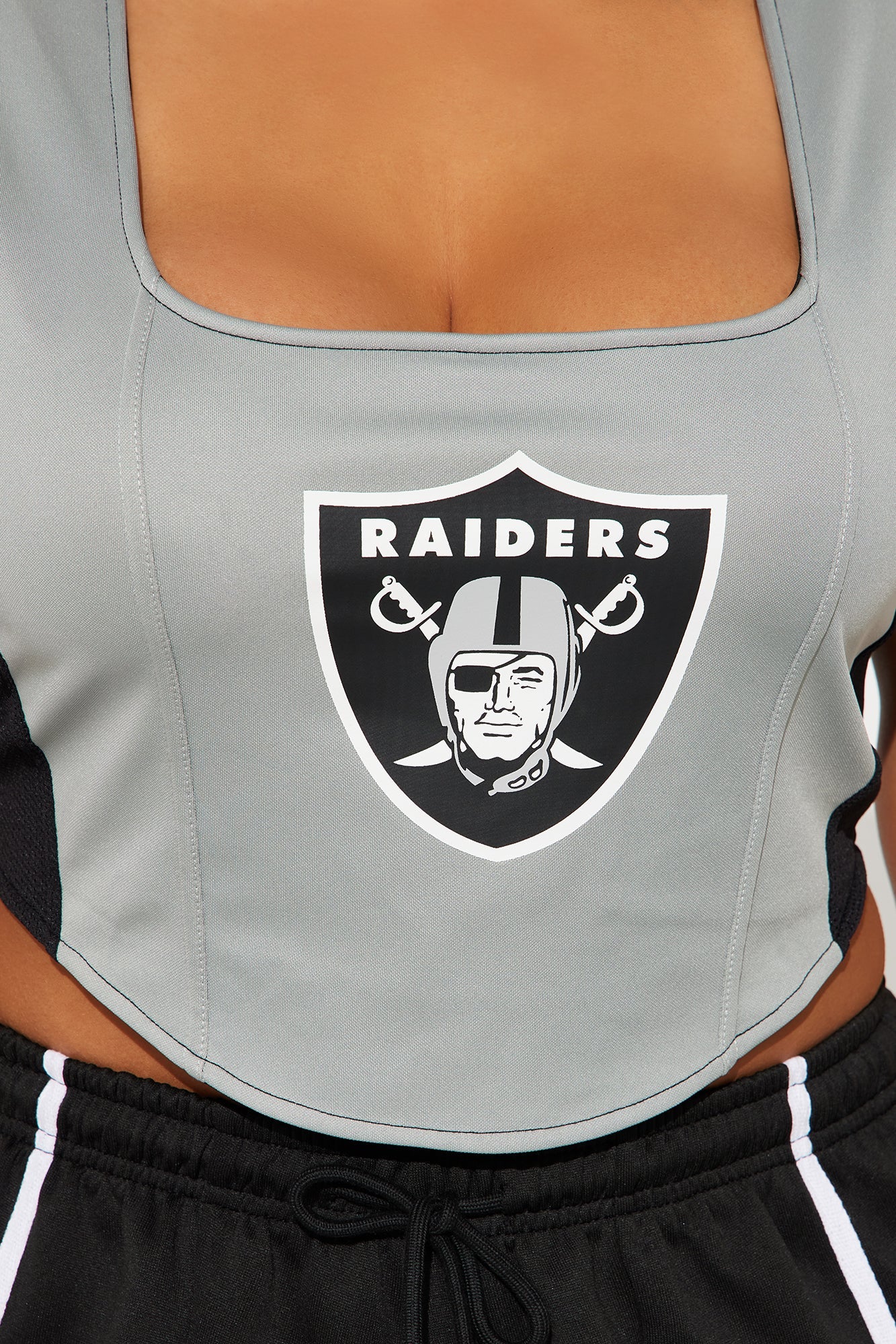 Raiders Halftime Show Corset Top - Black/Grey