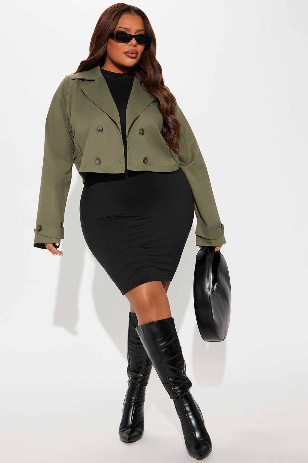 Rainy Days Cropped Trench - Olive