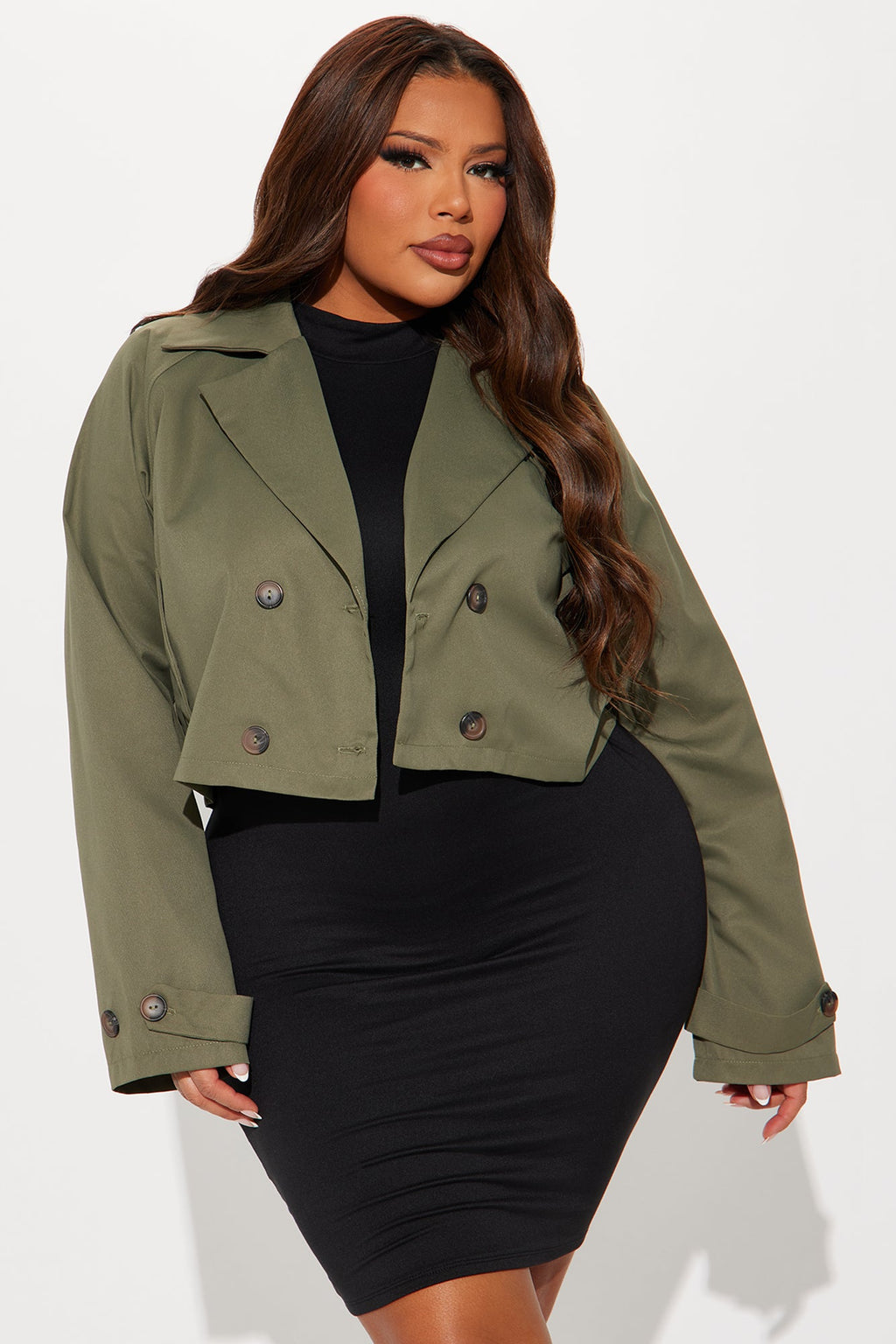 Rainy Days Cropped Trench - Olive