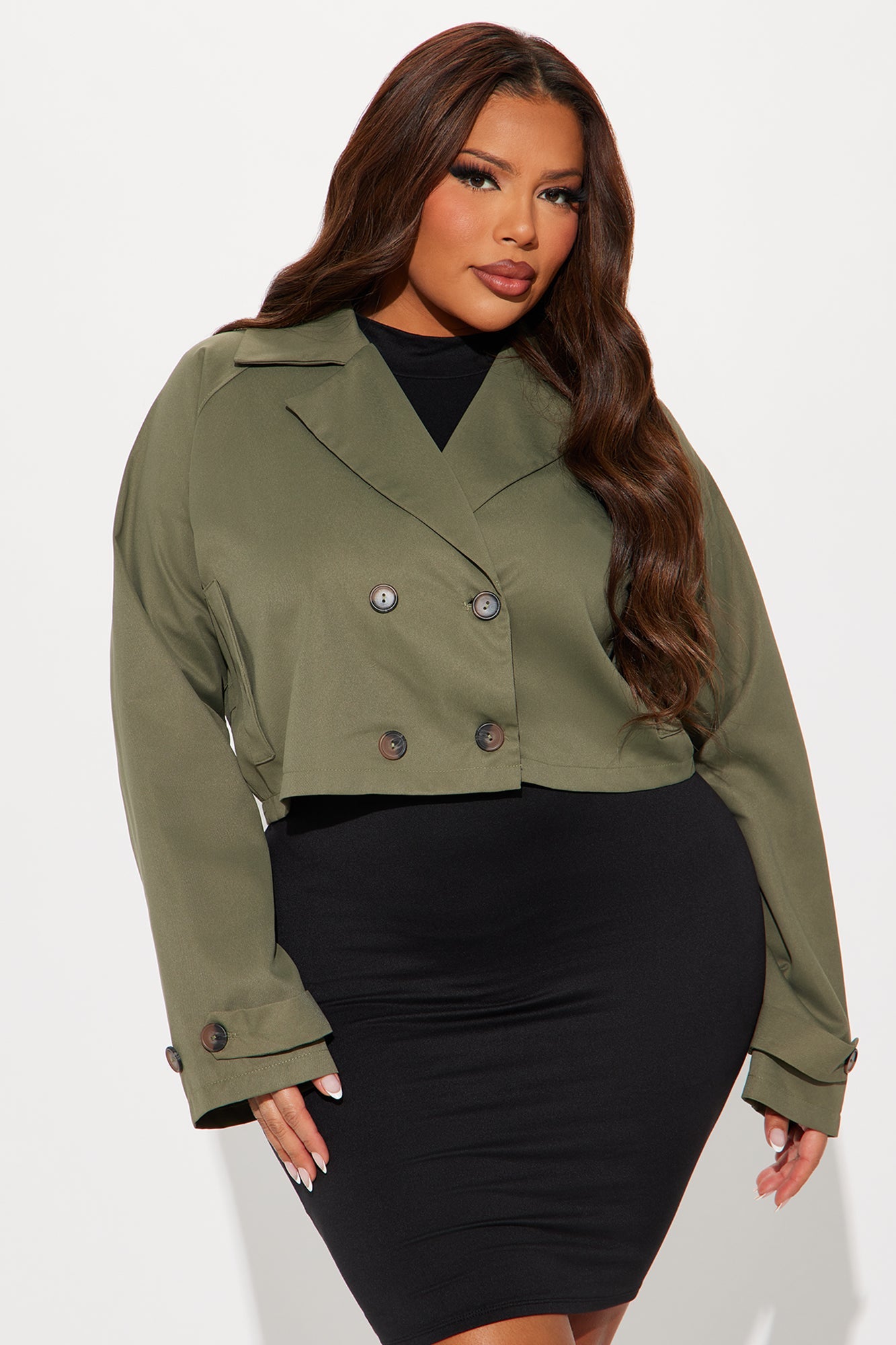 Rainy Days Cropped Trench - Olive