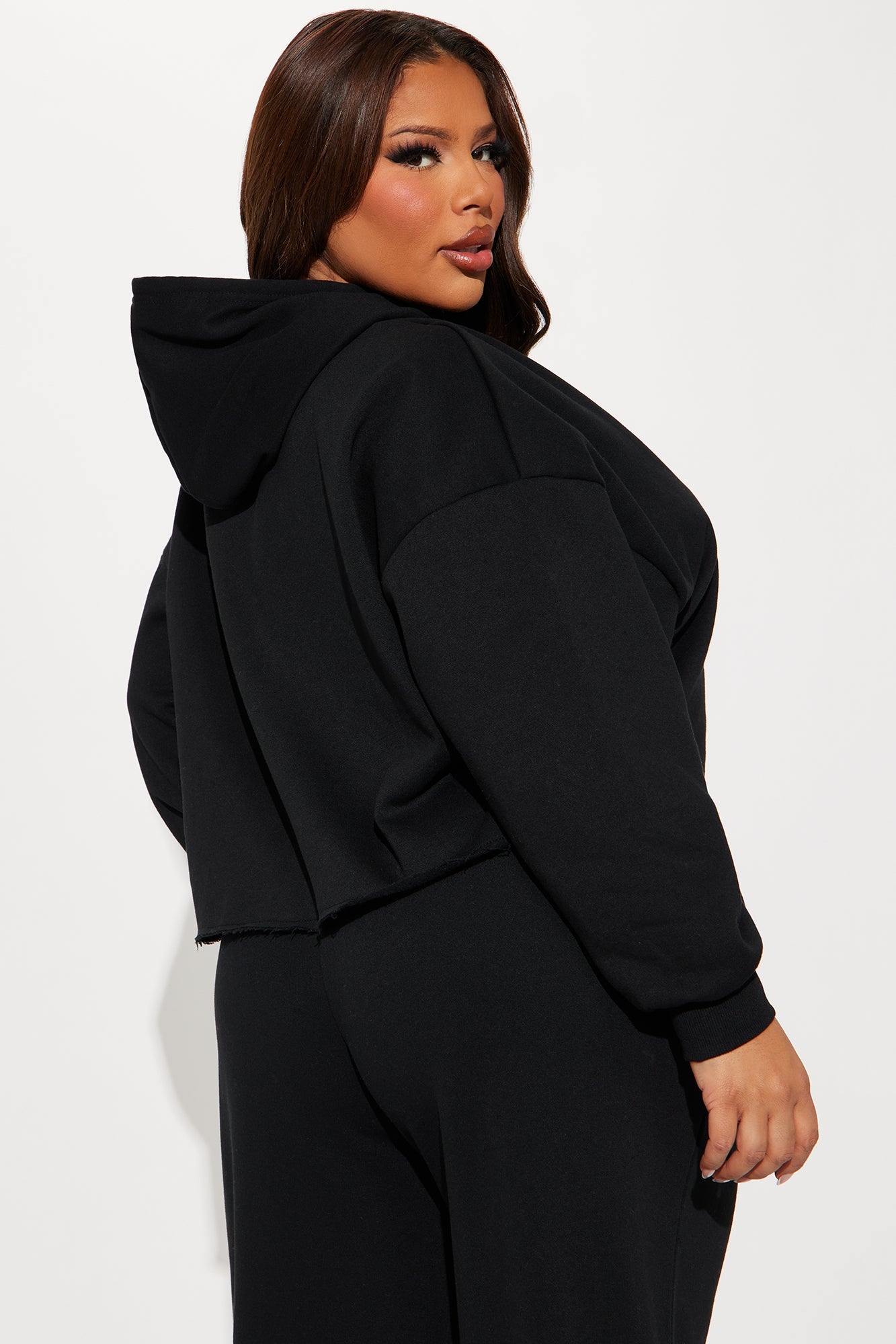 Von Dutch Rhinestone Cropped Hoodie - Black