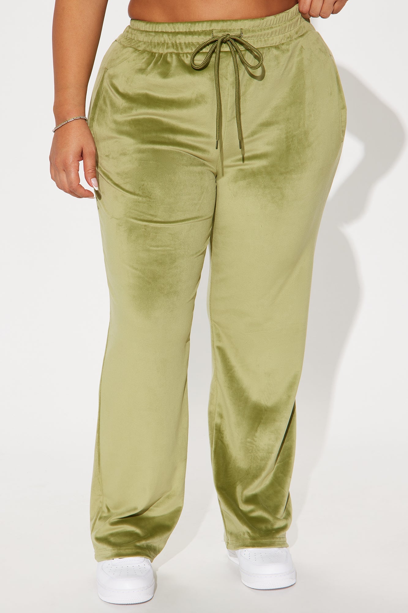 Von Dutch Velour Wide Leg Pant - Olive