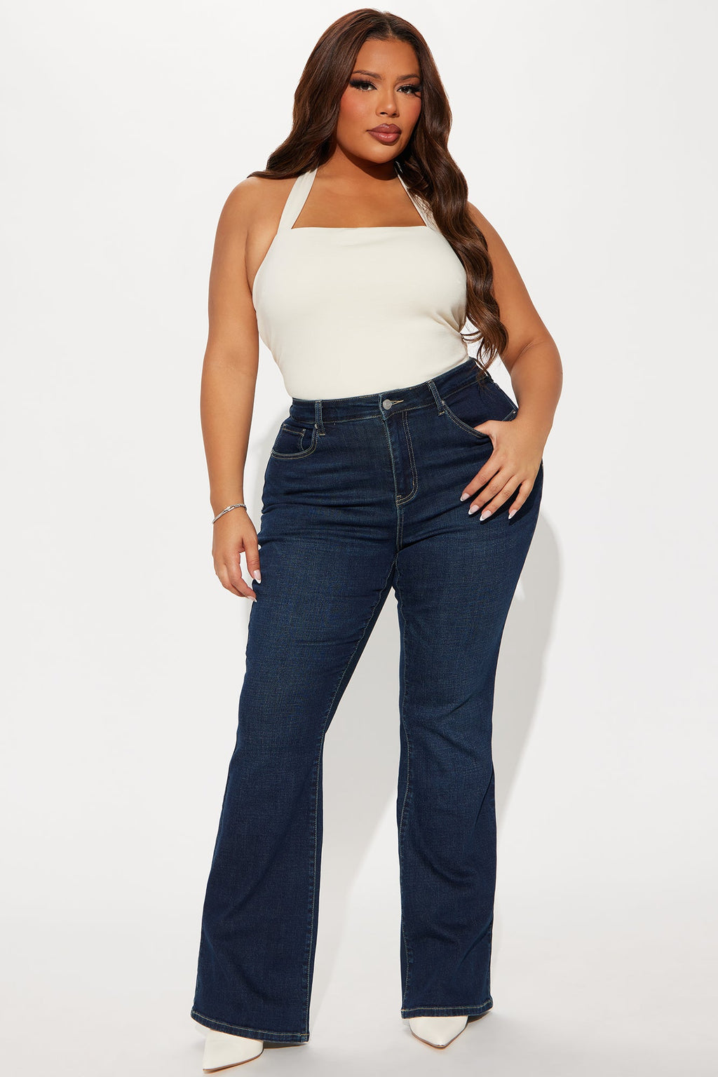 Instant BBL Padded Stretch Sculpting Flare Jeans - Dark Wash