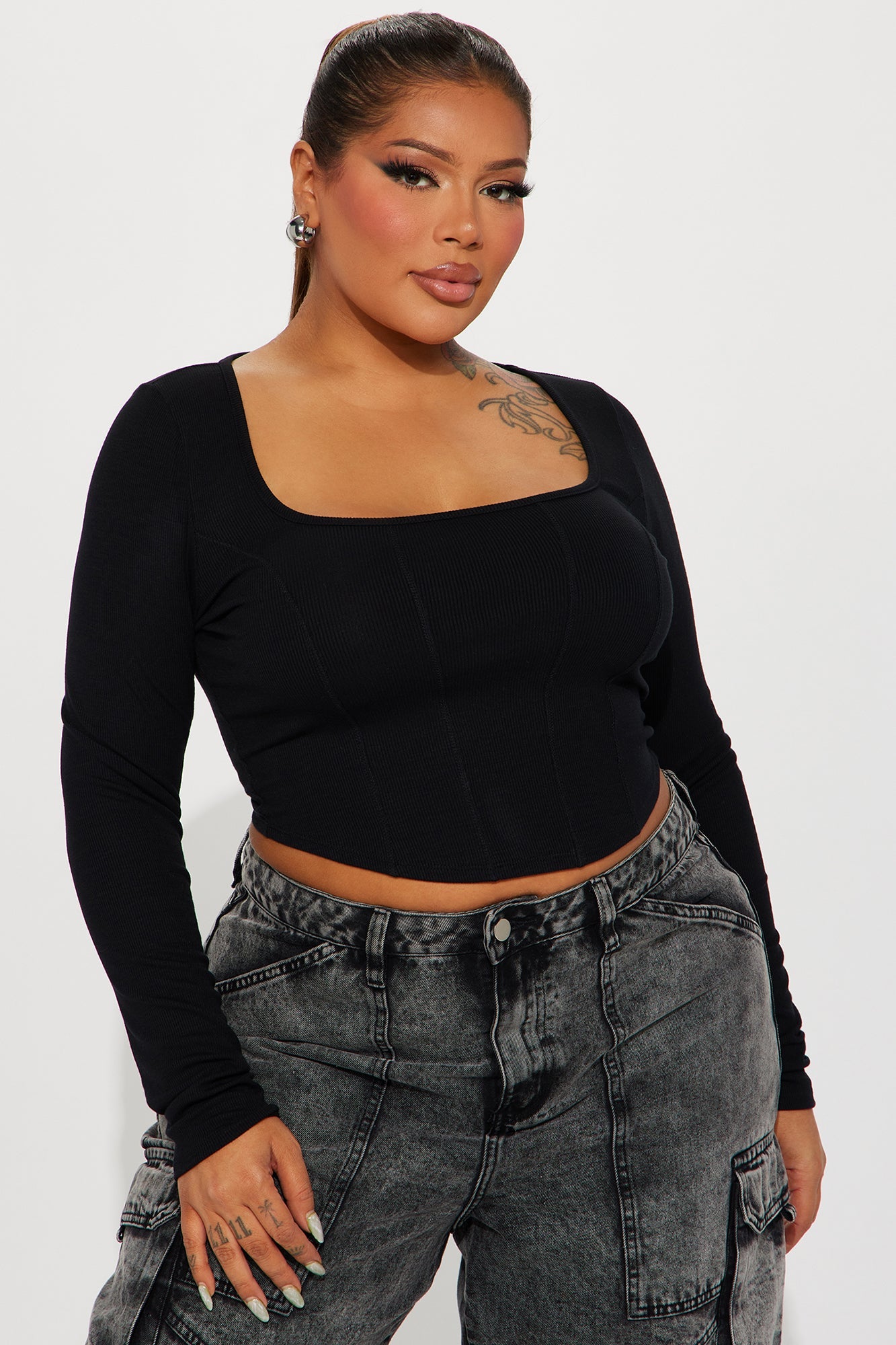 Daria Ribbed Top - Black
