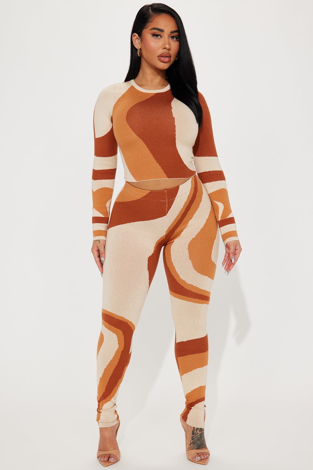 Yazmine Sweater Legging Set - Rust/combo