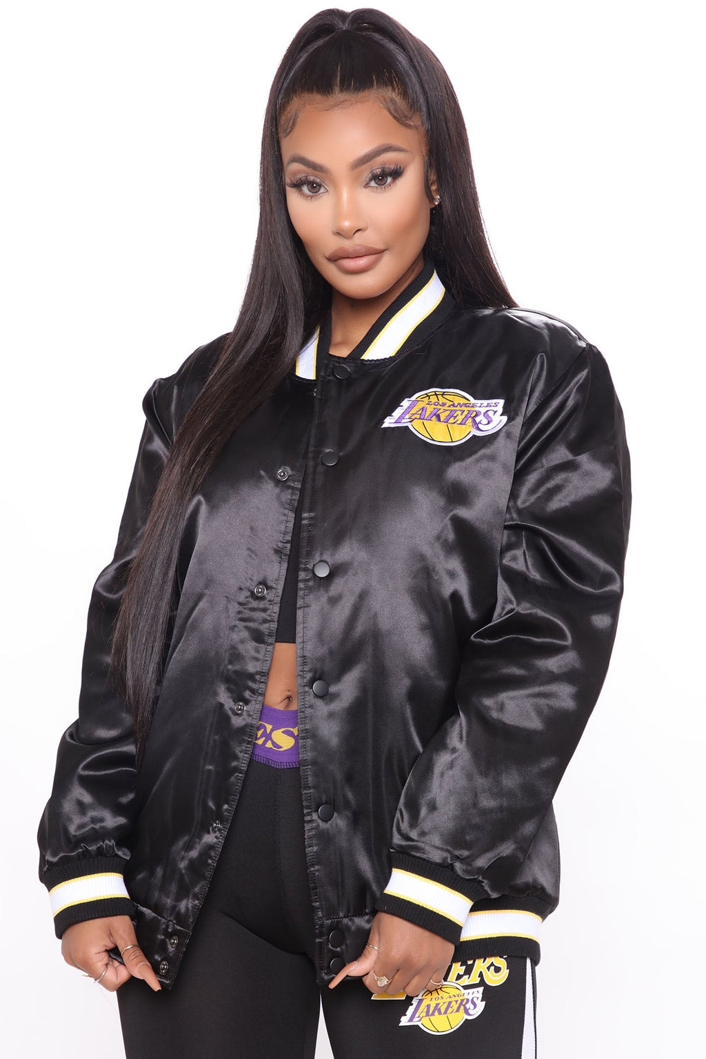 NBA Slam Dunk Lakers Bomber Jacket - Black