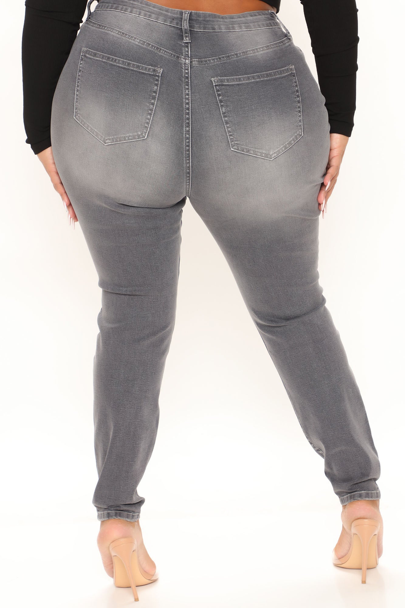 Going Out High Rise Stretch Skinny Jeans - Grey
