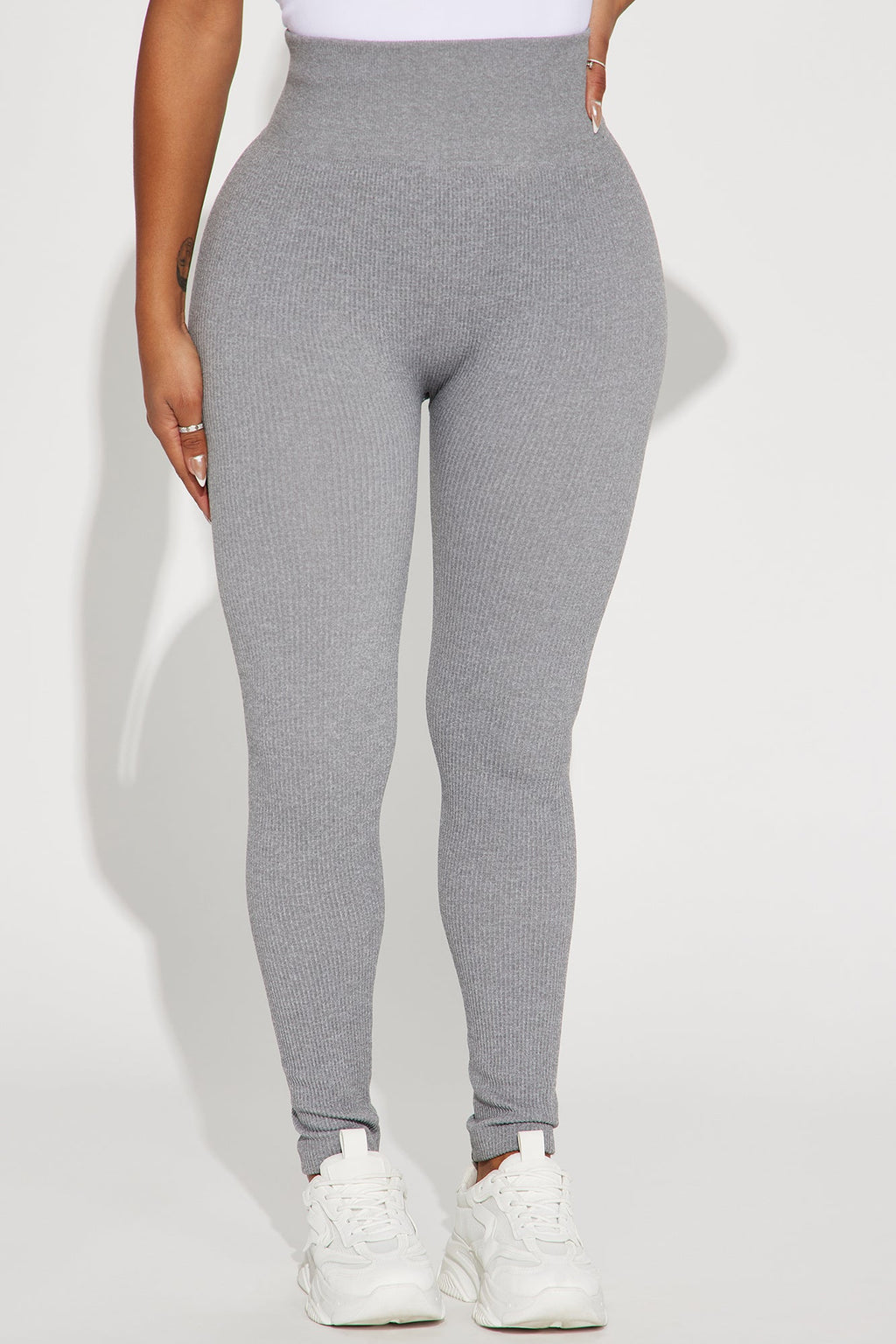Francine Seamless Ribbed Legging - Heather Grey