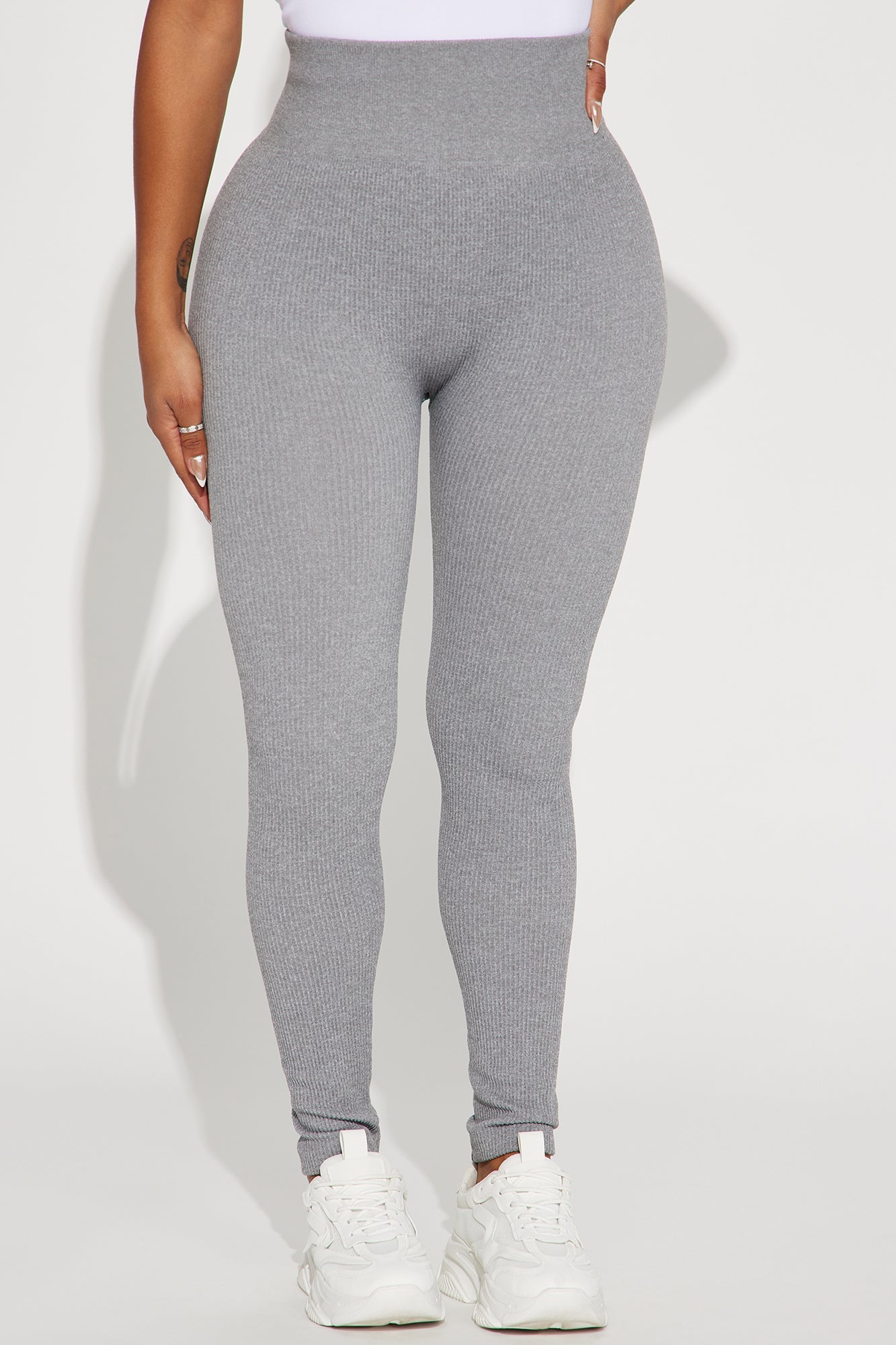 Francine Seamless Ribbed Legging - Heather Grey
