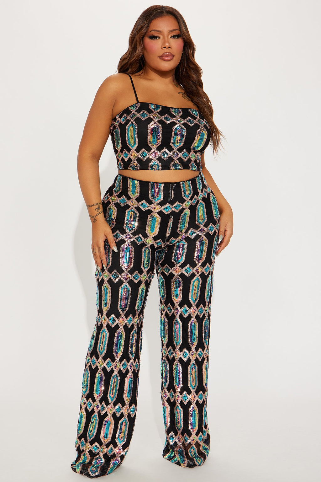Just Your Fairytale Sequin Pant Set - Black/combo