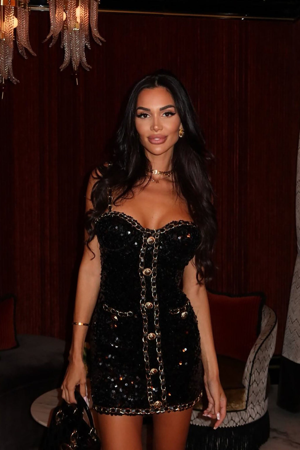 Madeline Sequin Mini Dress - Black