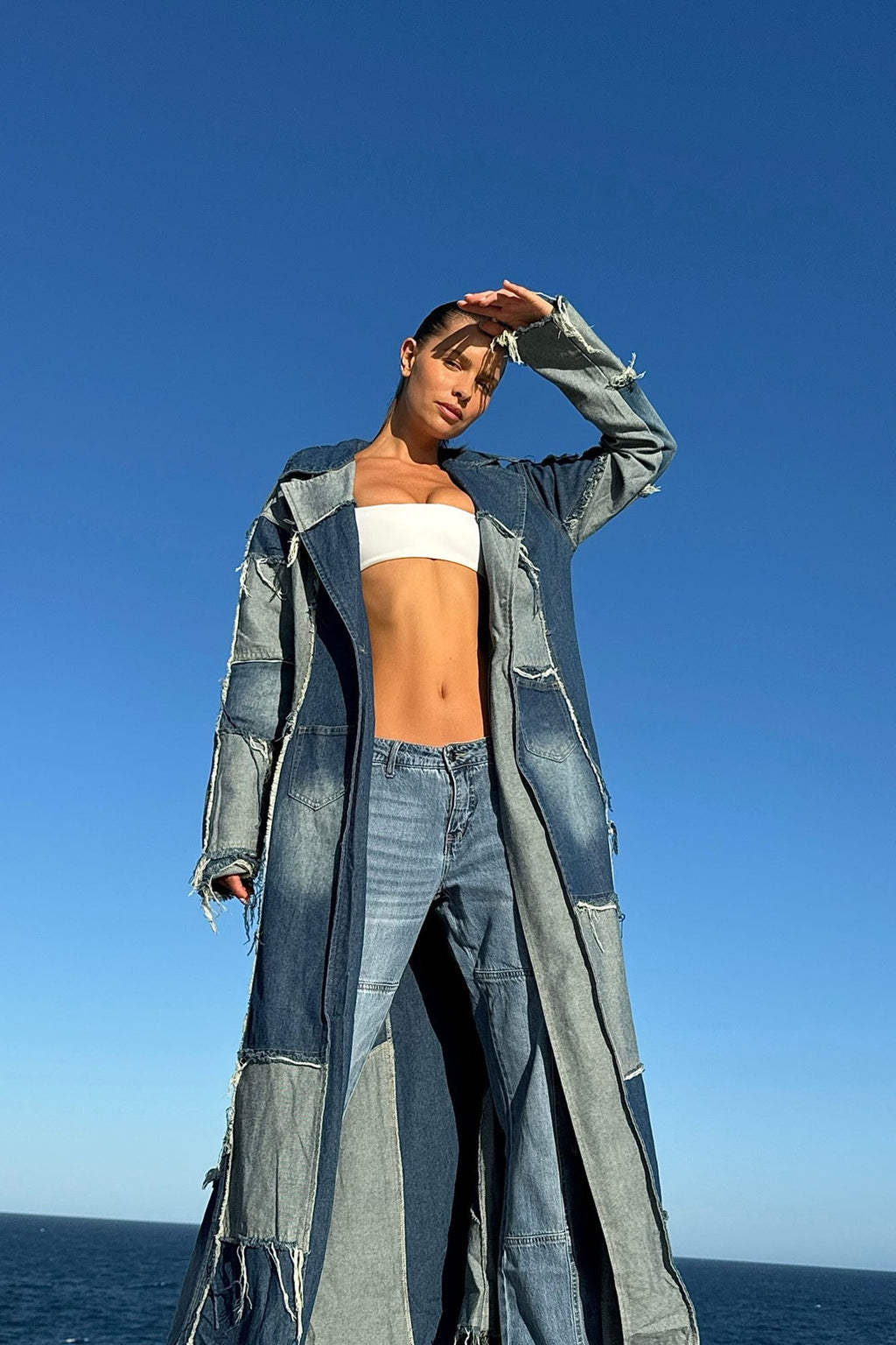 Don't Talk Loud Denim Trench Coat - Vintage Wash