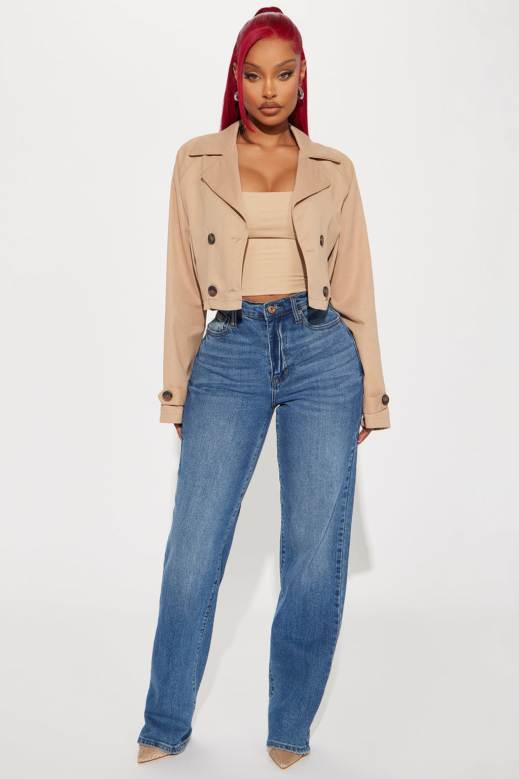 Rainy Days Cropped Trench - Khaki