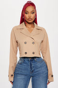 Rainy Days Cropped Trench - Khaki