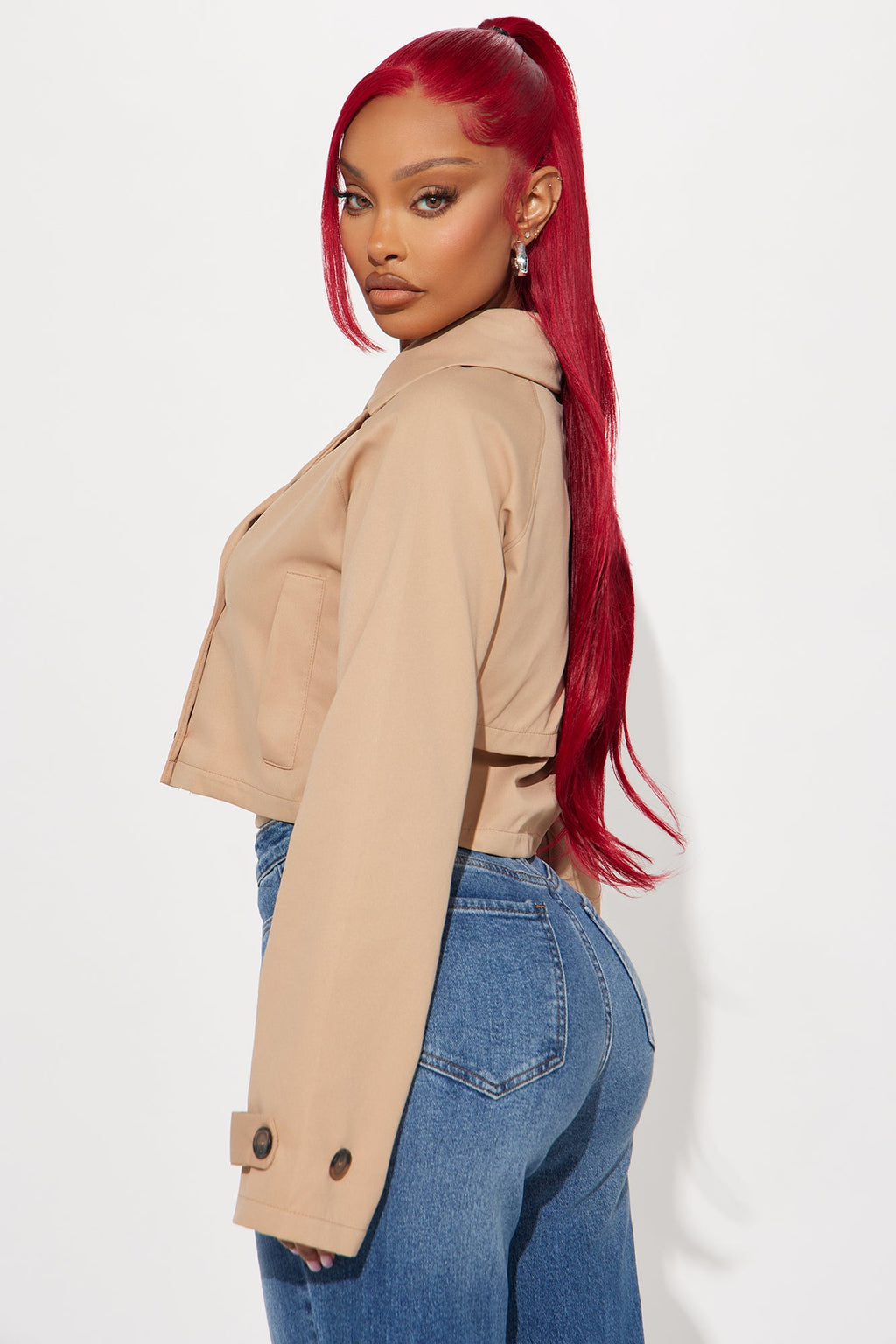 Rainy Days Cropped Trench - Khaki