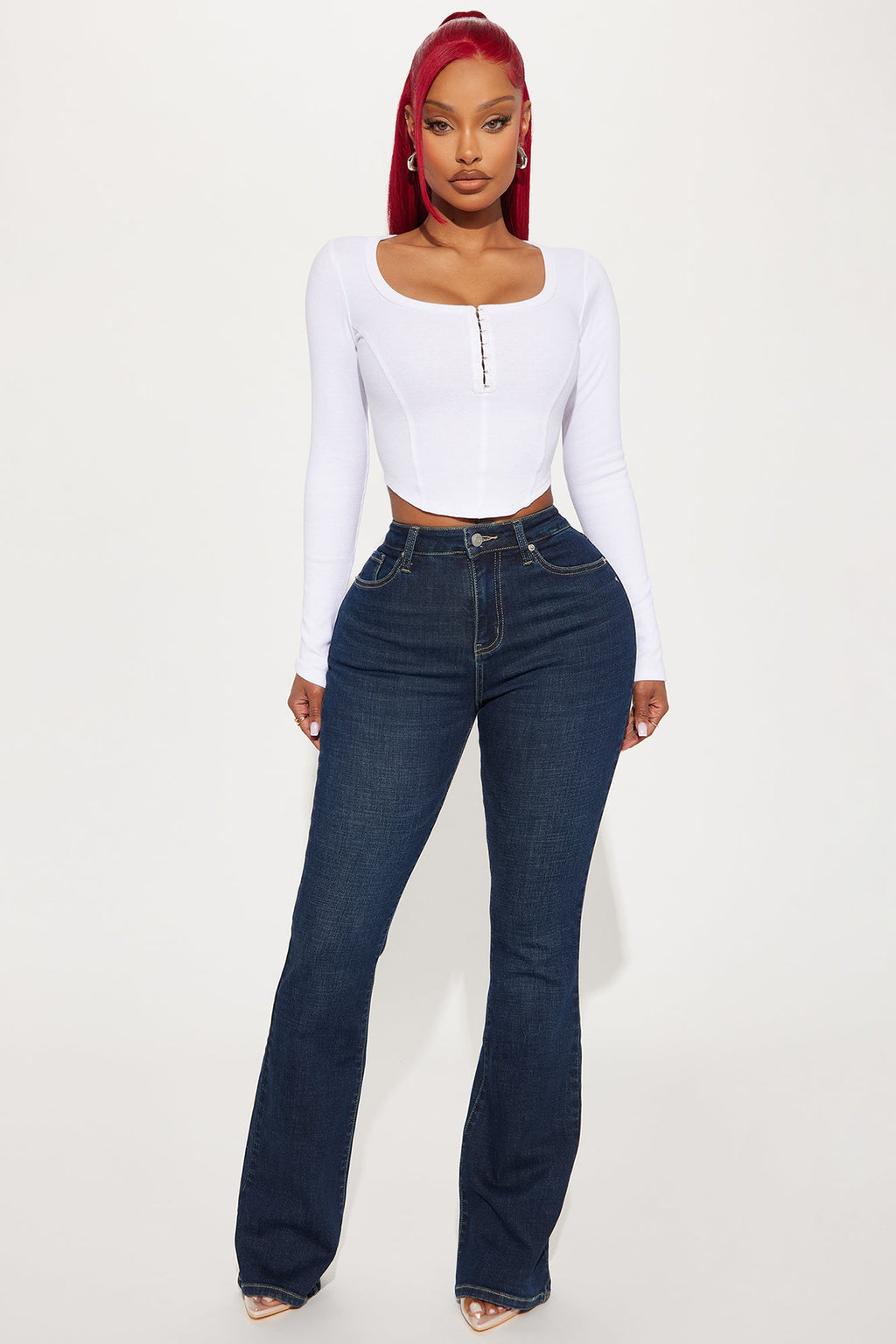 Instant BBL Padded Stretch Sculpting Flare Jeans - Dark Wash