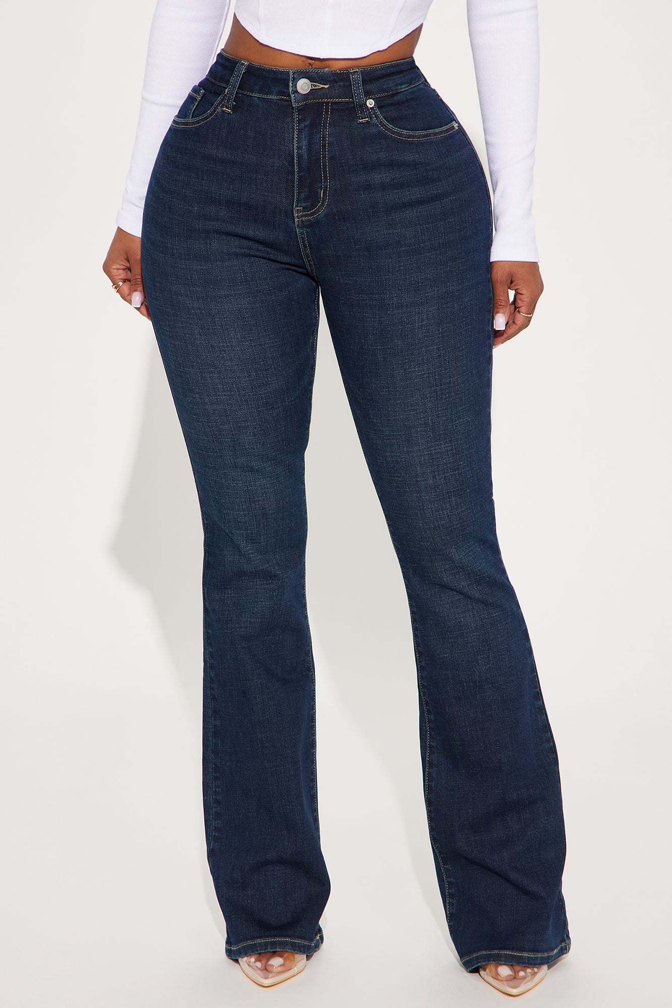 Instant BBL Padded Stretch Sculpting Flare Jeans - Dark Wash