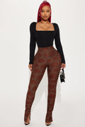 Bree Marie Chain Link Stacked Legging - Brown/combo