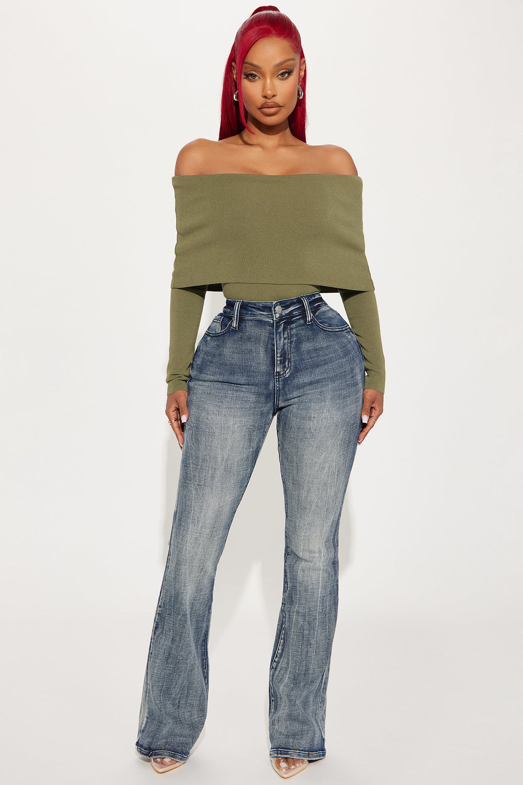 Instant BBL Padded Stretch Sculpting Flare Jeans - Medium Wash