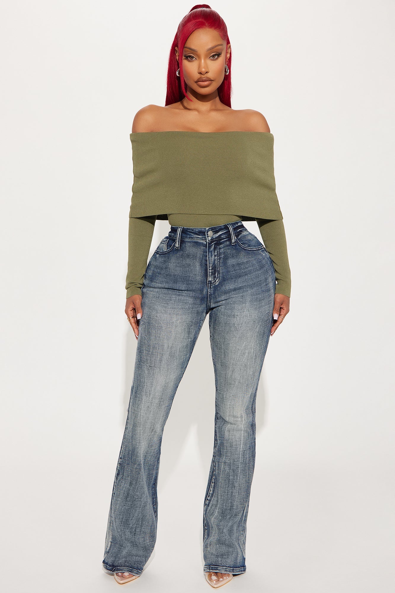 Instant BBL Padded Stretch Sculpting Flare Jeans - Medium Wash