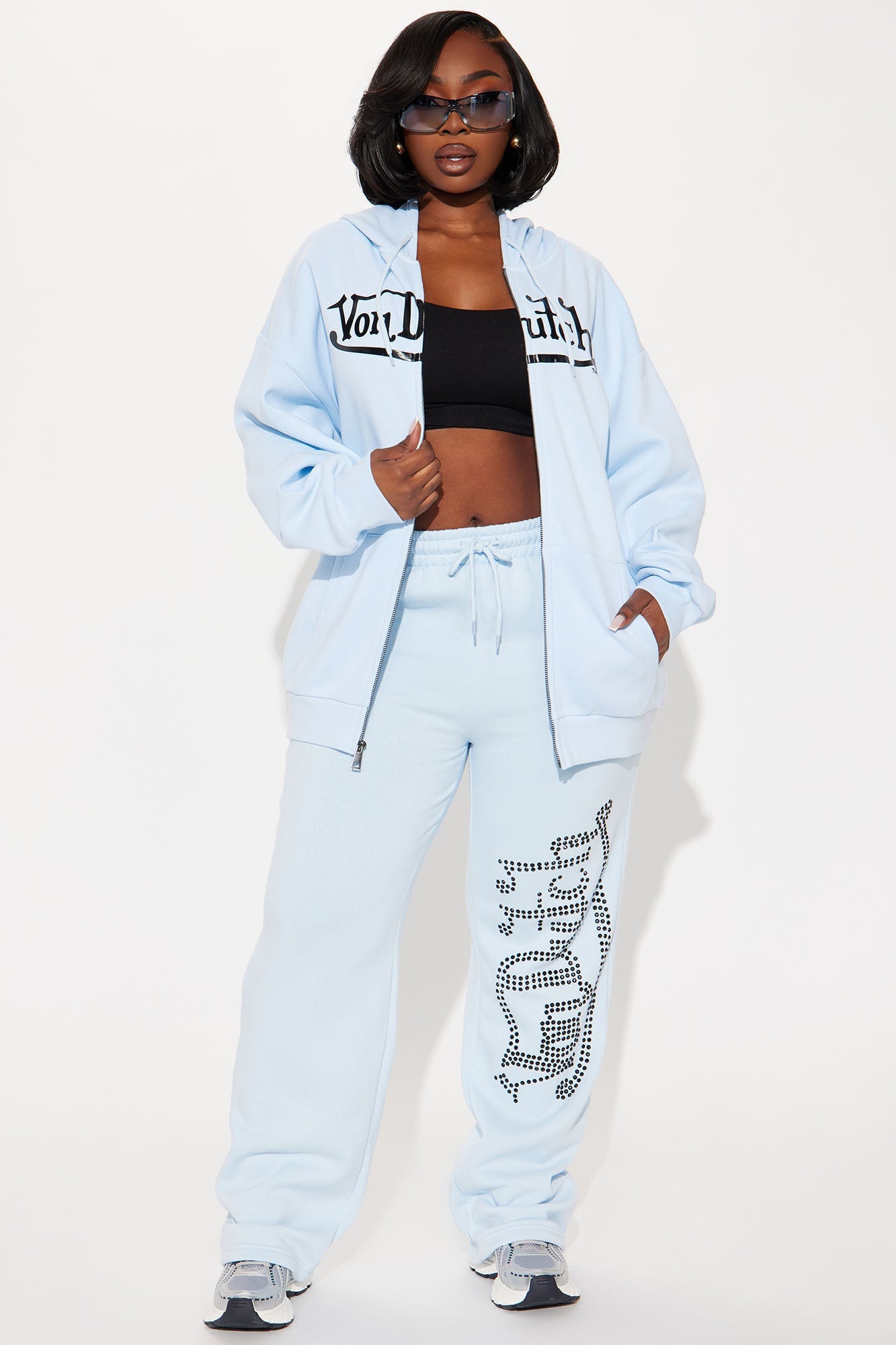 Von Dutch Classic Zip Front Hoodie - Blue/Black