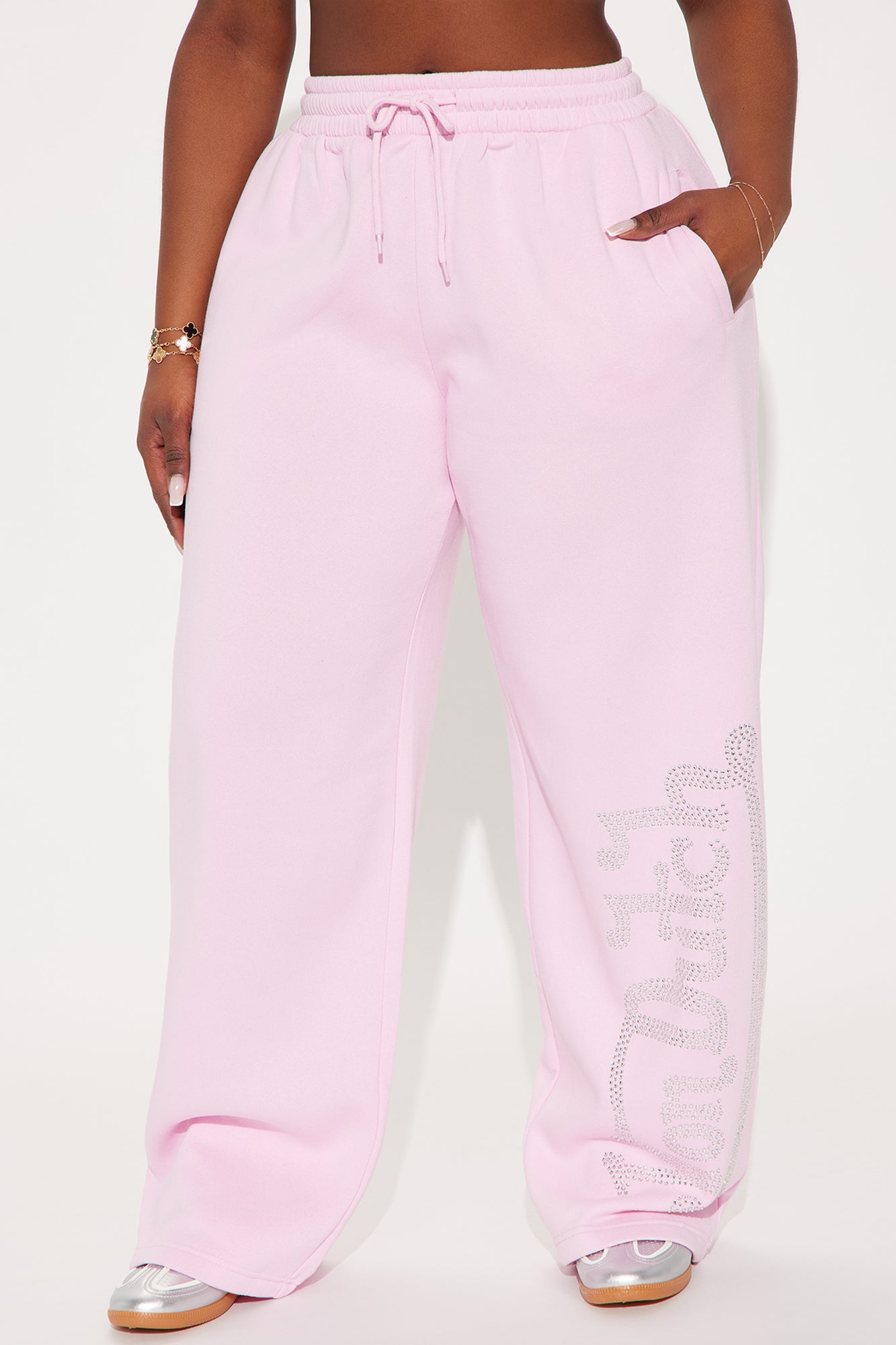 Von Dutch Rhinestone Wide Leg Pant - Pink