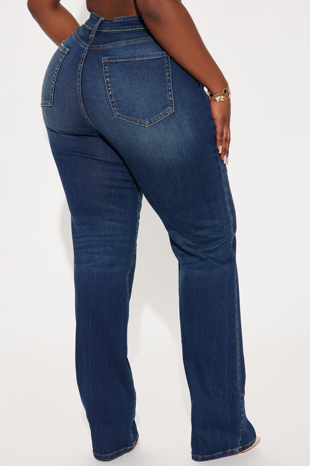 Vanya V-Waistband Stacked Straight Leg Jeans - Dark Wash