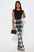 Anastasia Plaid Flare Pant - Black/White