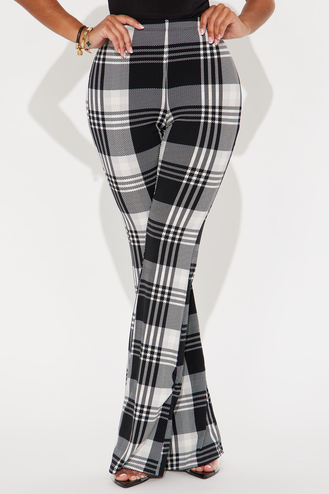 Anastasia Plaid Flare Pant - Black/White