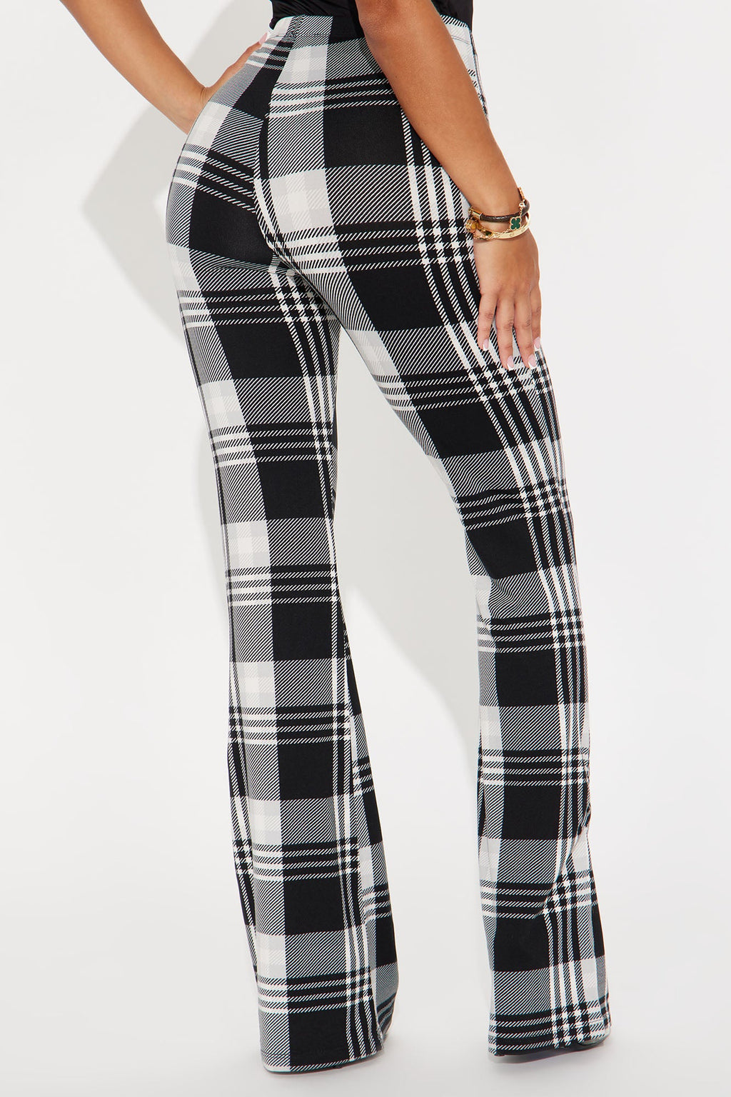 Anastasia Plaid Flare Pant - Black/White