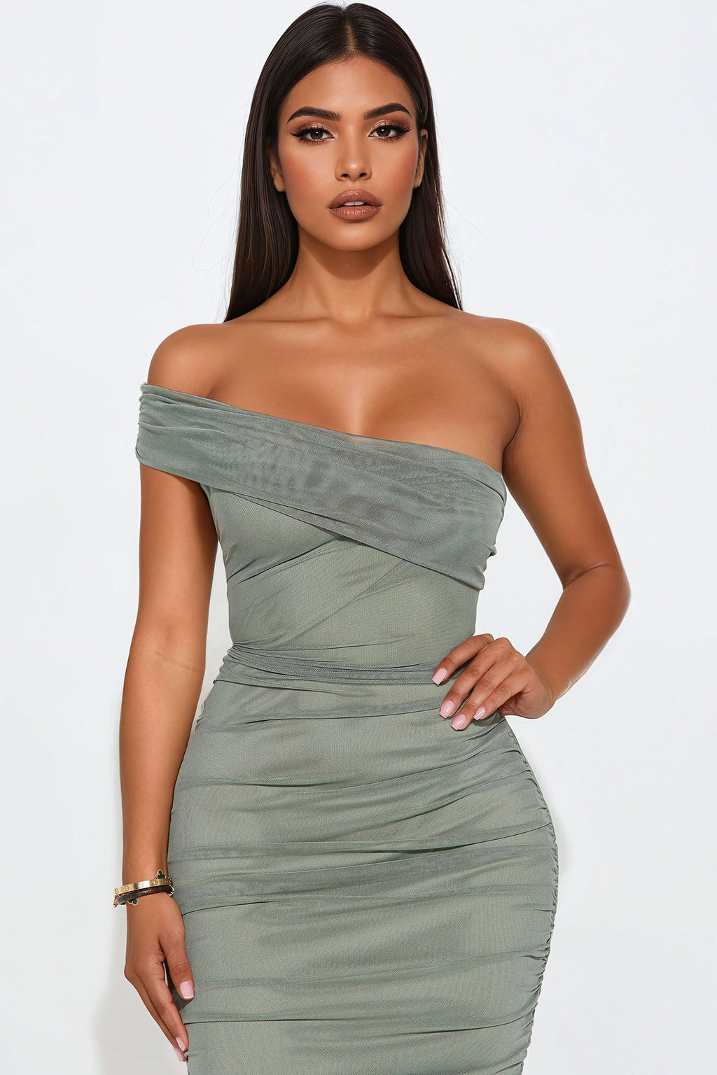 Real Legacy Mesh Midi Dress - Olive