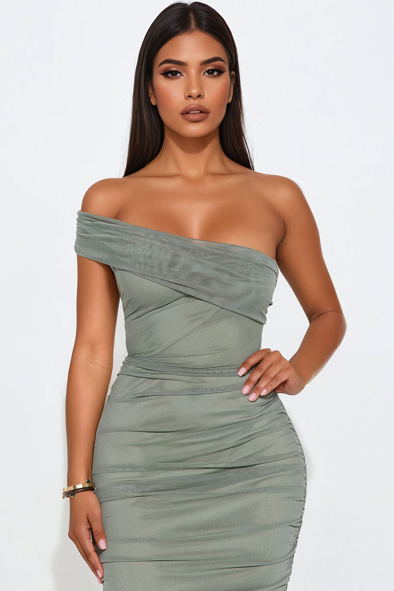 Real Legacy Mesh Midi Dress - Olive