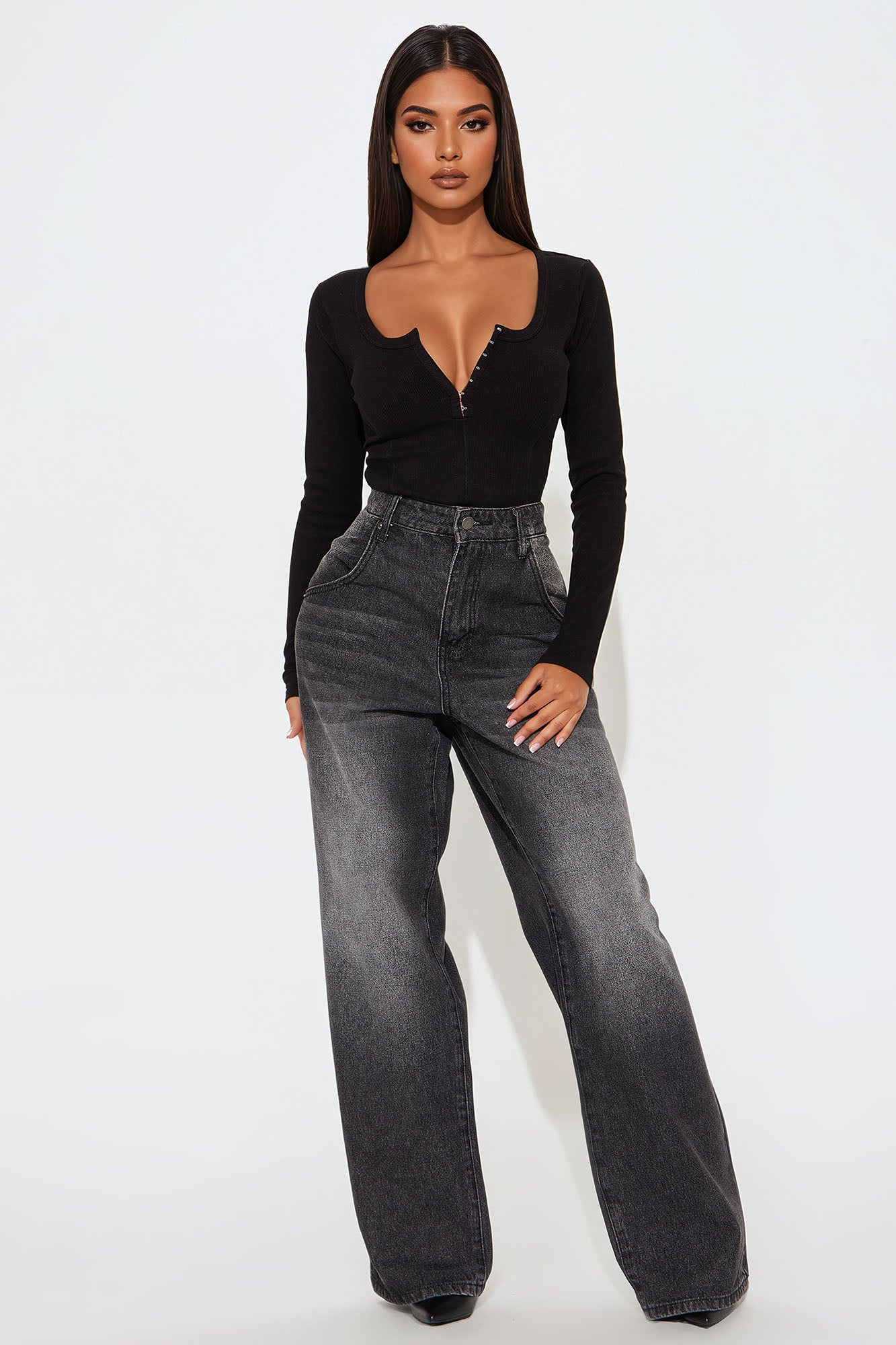 Nikki Long Sleeve Top - Black