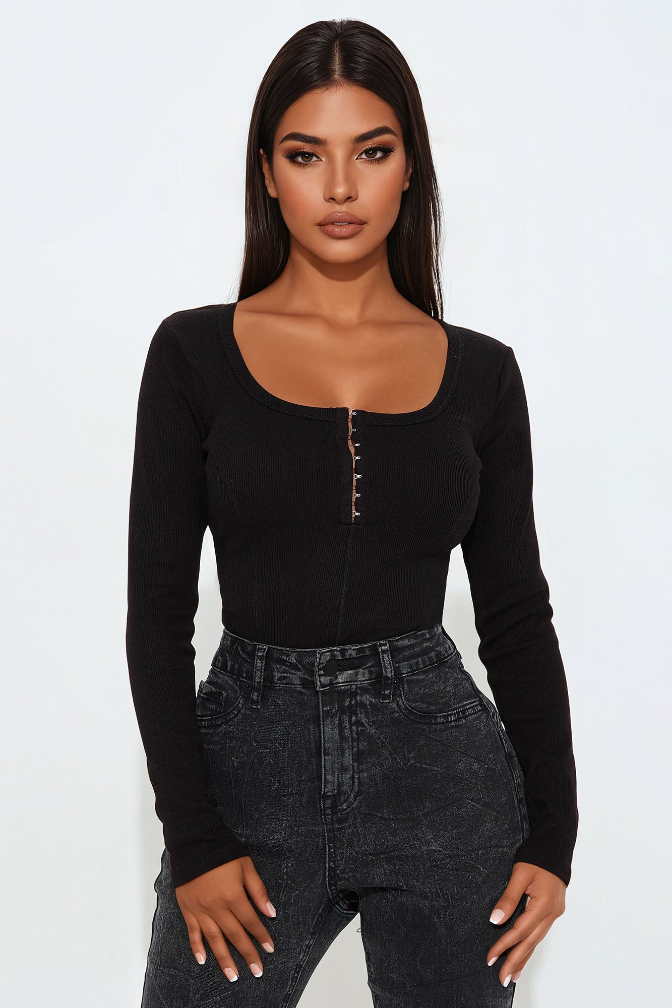 Nikki Long Sleeve Top - Black