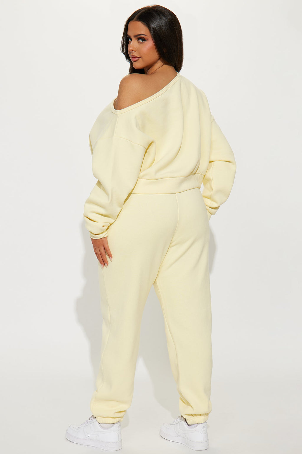 Charlotte Off Shoulder Sweatsuit Set - Yellow