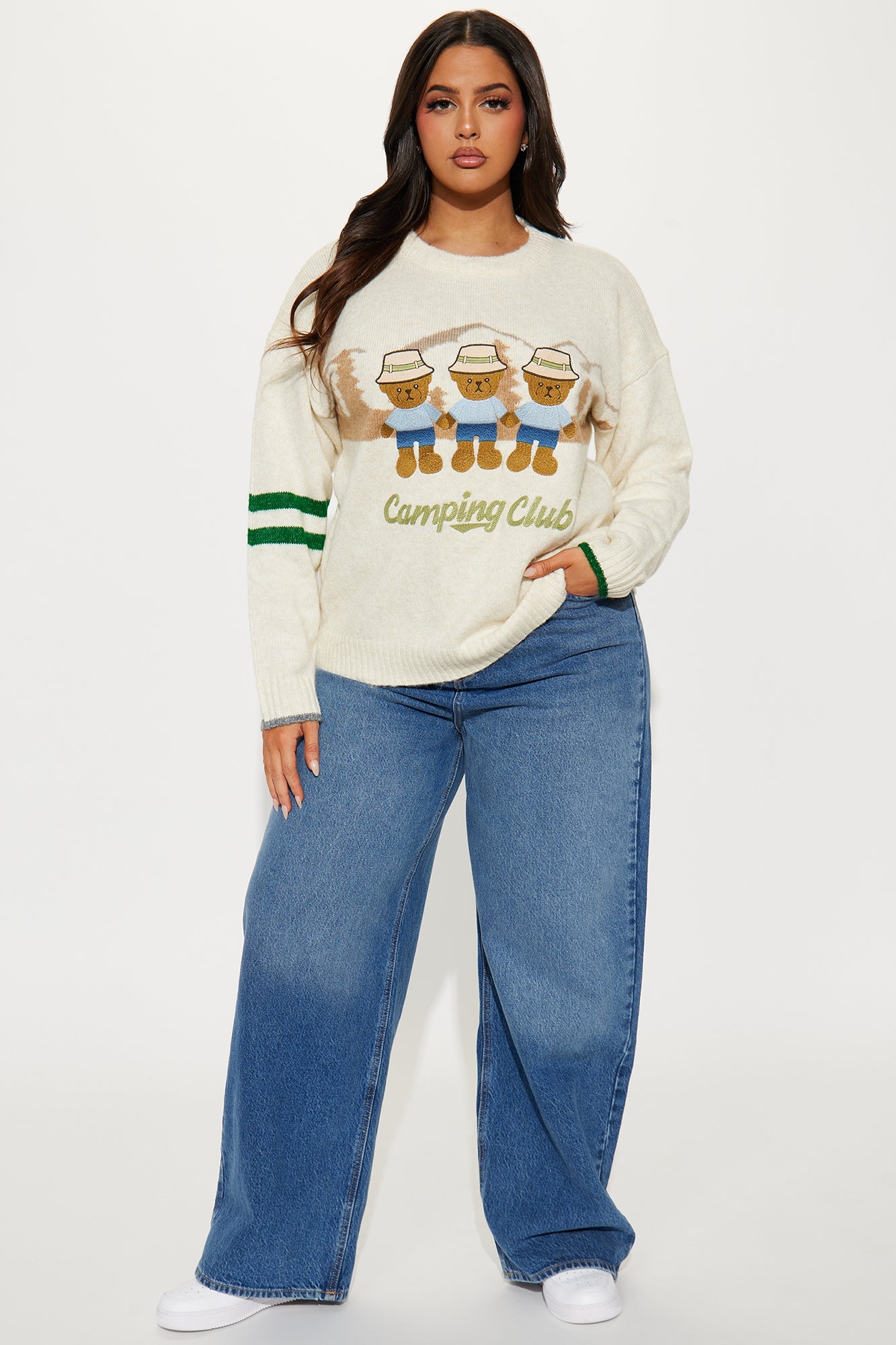 Camping Club Teddy Bear Sweater - Ivory/combo