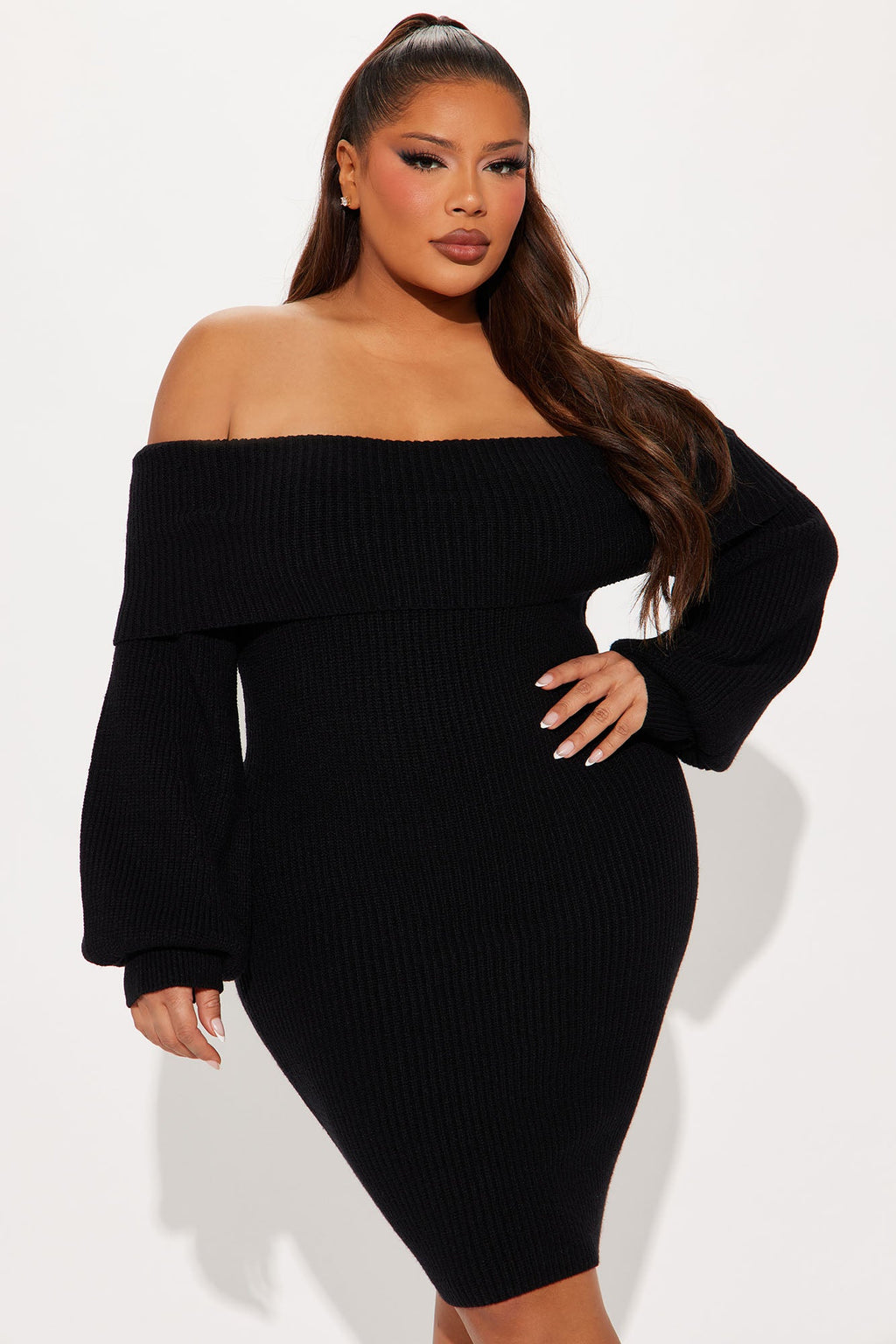 Faith Sweater Mini Dress - Black