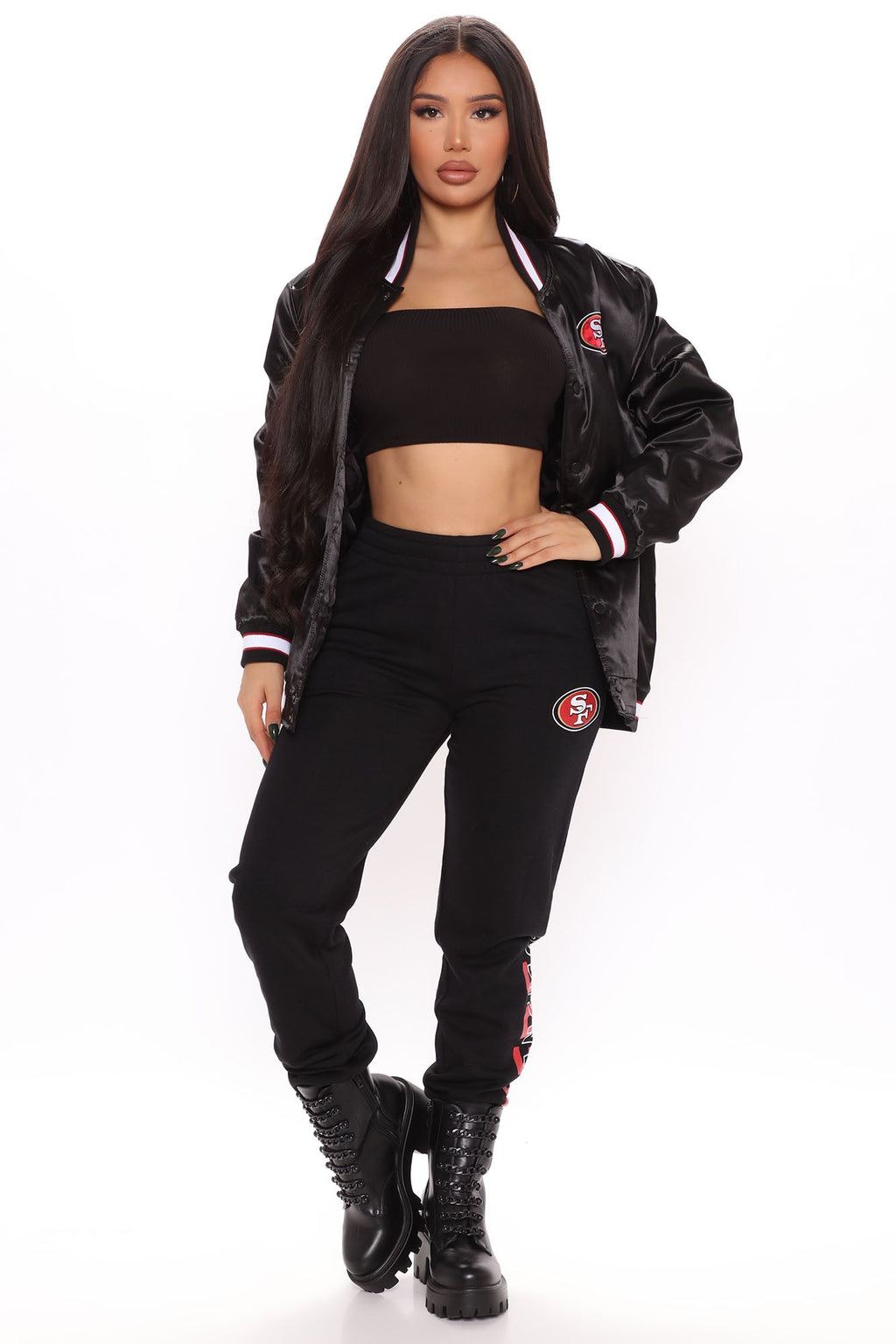 NFL Season Tickets 49ers Bomber Jacket - Black