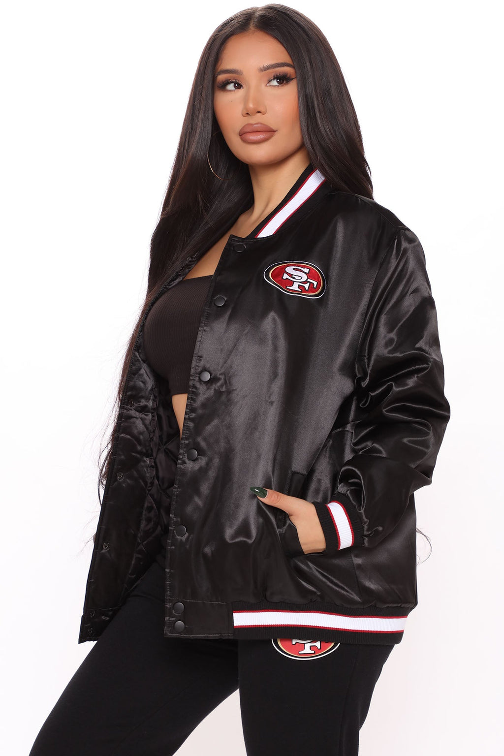 NFL Season Tickets 49ers Bomber Jacket - Black