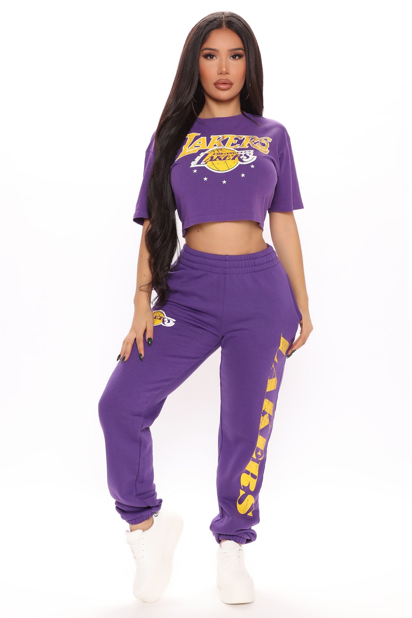 NBA Three Point Shot Lakers Crop Top - Purple