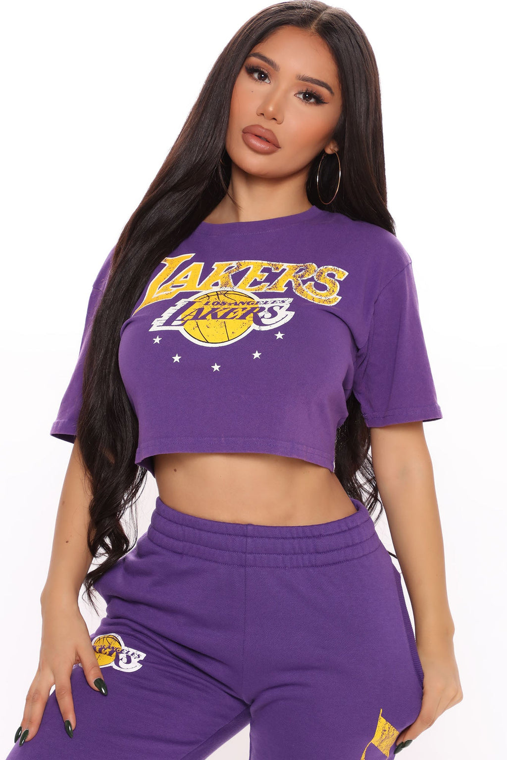 NBA Three Point Shot Lakers Crop Top - Purple
