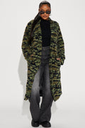 Camilla Sherpa Trench Coat - Olive/combo