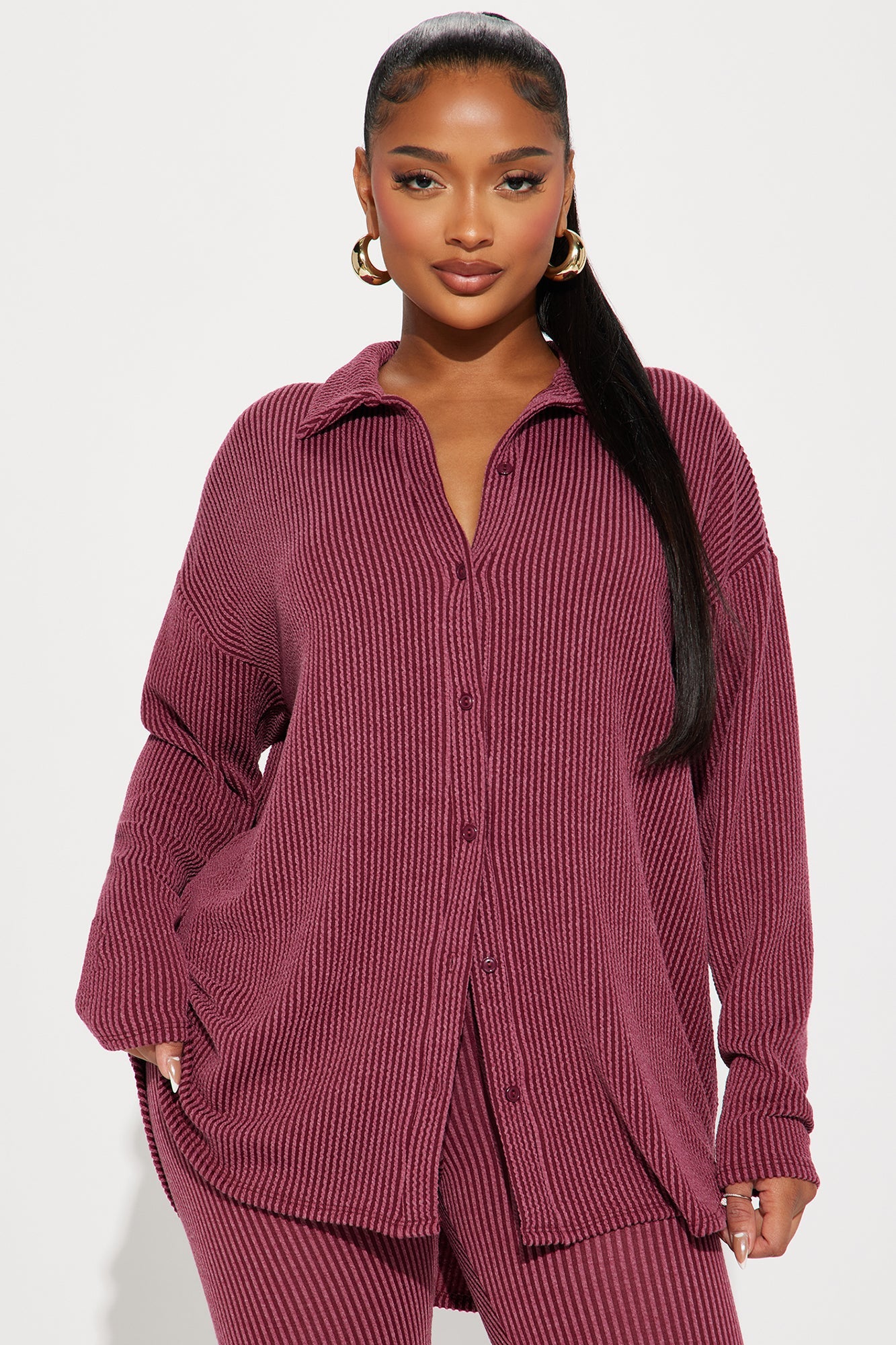 Maddie Ribbed Legging Set - Burgundy