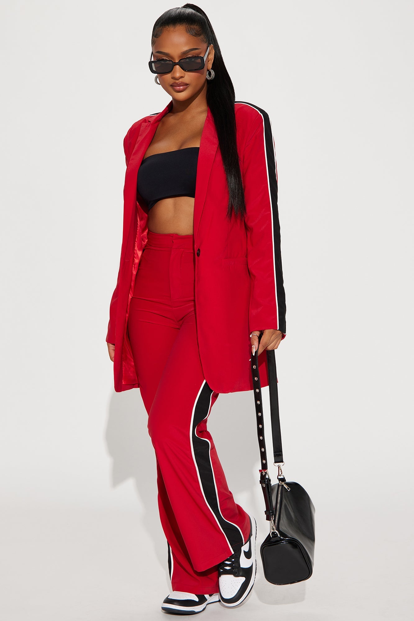 Always Focused Blazer Pant Set - Red