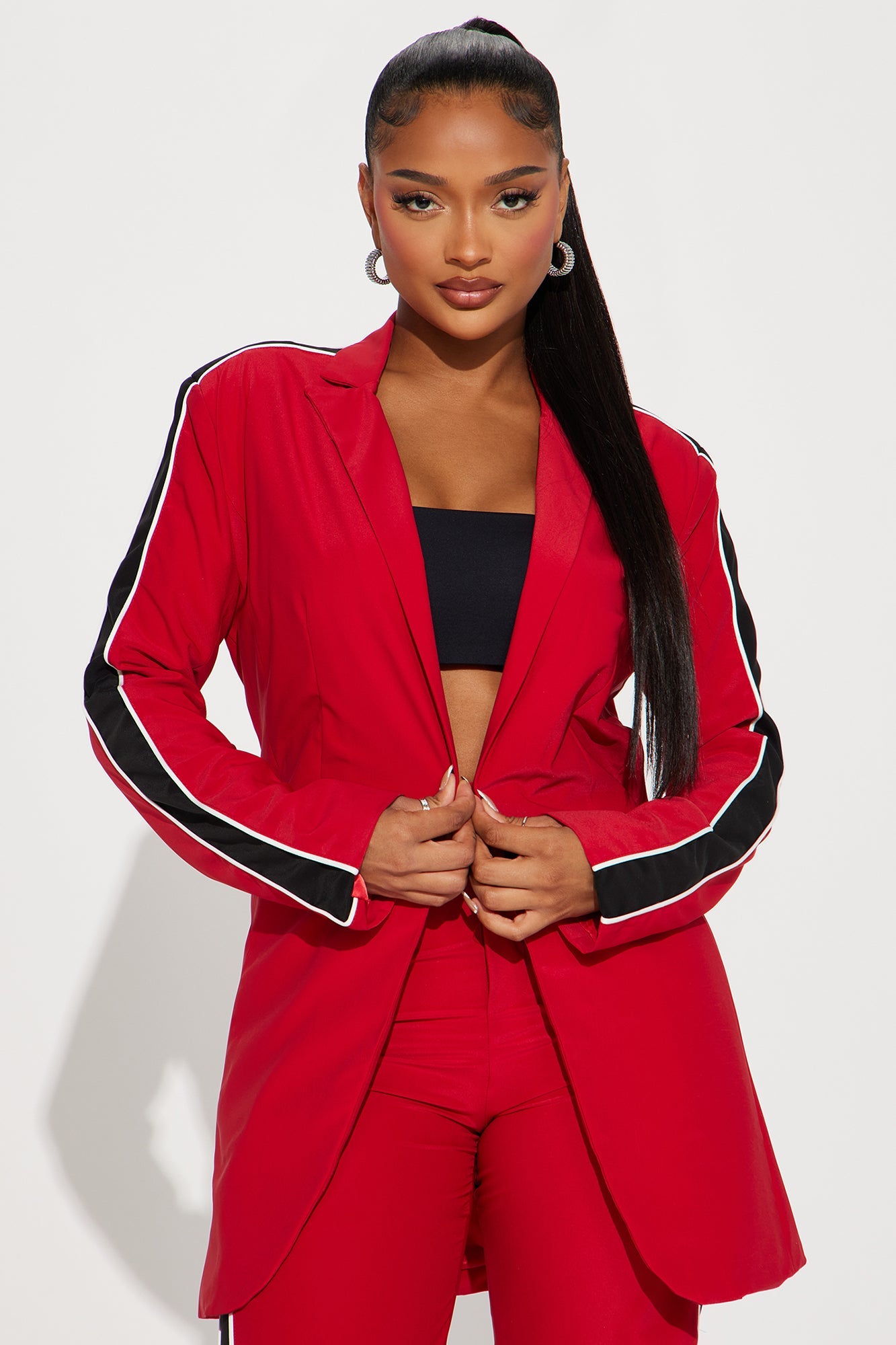 Always Focused Blazer Pant Set - Red