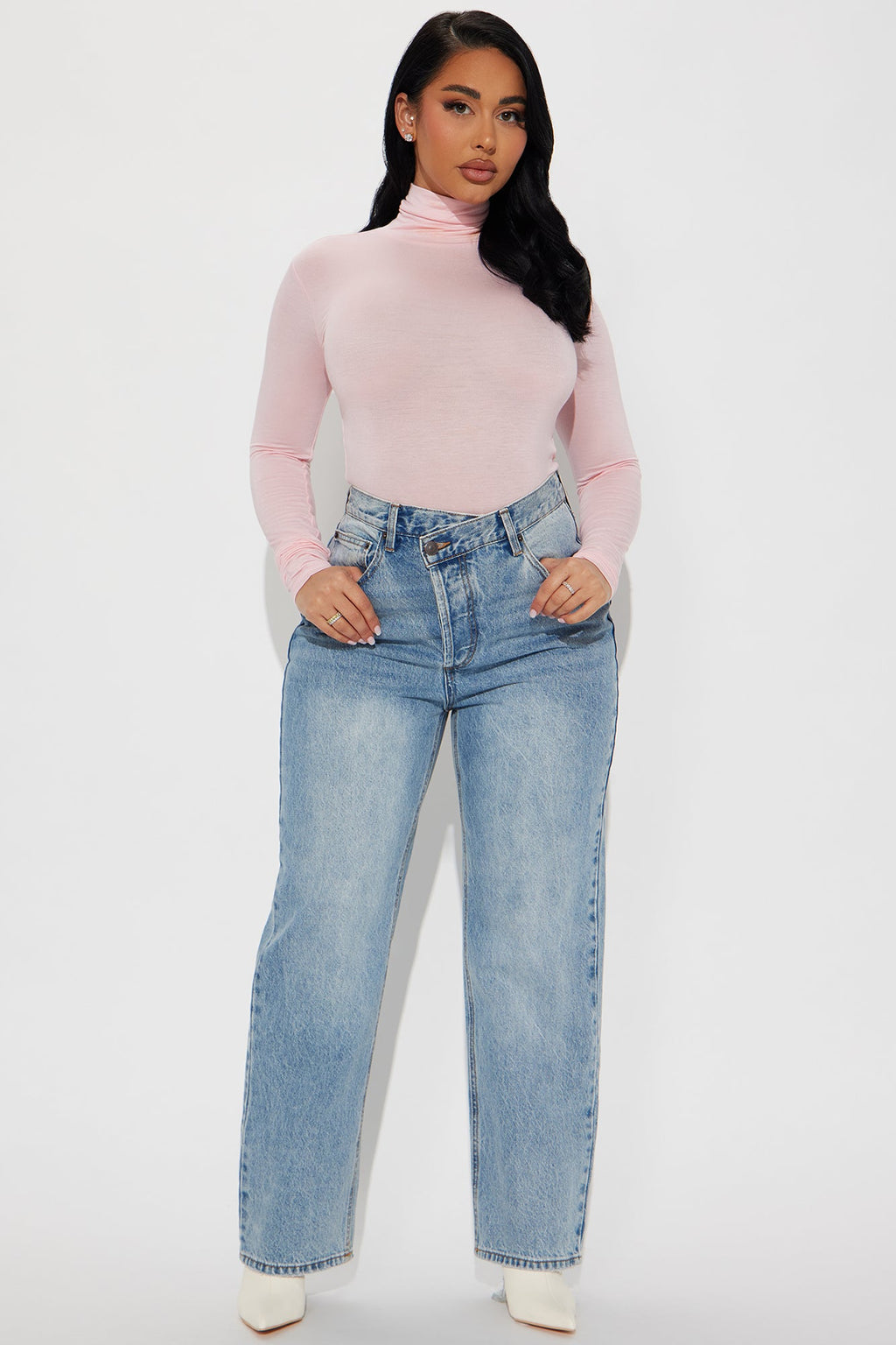 Pamela Turtle Neck Long Sleeve Top - Pink